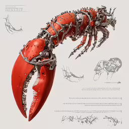 an illustration of a lobster, with its parts exposed