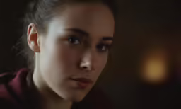 a woman looking over her shoulder with dark lighting