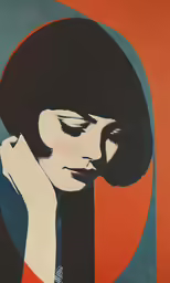 the image shows a woman in an abstract art work