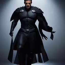 a man in a batman costume with his coat on and boots on