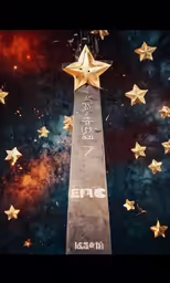 the award is in a star and has gold stars around it