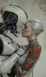 a person with tattoos holding a mechanical object