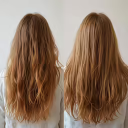 a woman with red hair showing how to use it