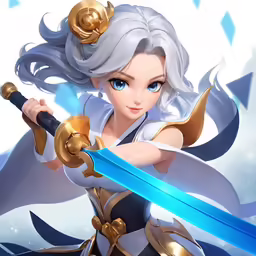 the character of a female knight with sword