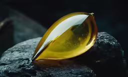 a yellow object that is on some rocks