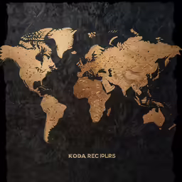 koba replicas of the world map with black background