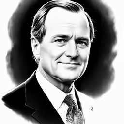 this black and white drawing has a portrait of a man