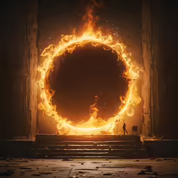 two men are standing next to the fire ring