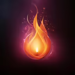 a fire symbol in flame on a purple background