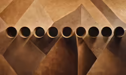 an image of multiple vases with circles arranged