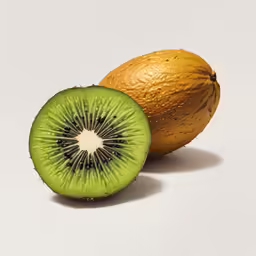 one piece of kiwi fruit next to another slice of kiwi