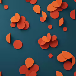paper circles flying against a blue background