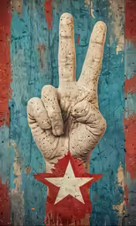 an artistic painting of the shape of a peace sign