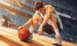 the athlete has just taken a step from reaching for a ball