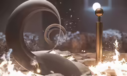 an animated object with a big circle around it