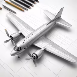 an airplane is shown with pencils in front