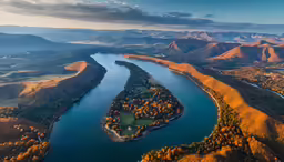 a small island in the middle of a lake