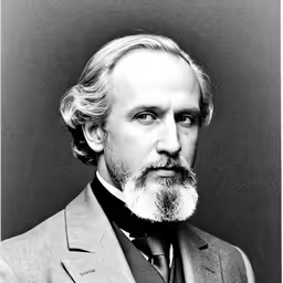 a black and white photo of a man with grey hair