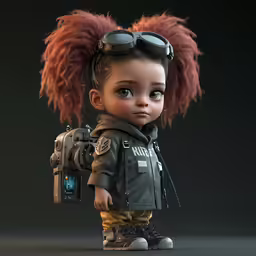 a realistic photo of a doll wearing some goggles