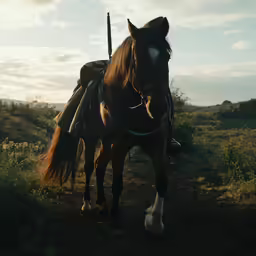 the horse is carrying his riders gear on