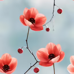 the stems and leaves of some pink flowers