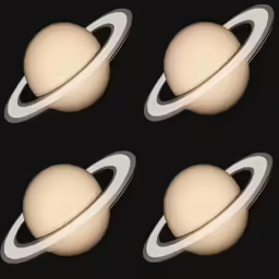 four different size saturn models with a white background