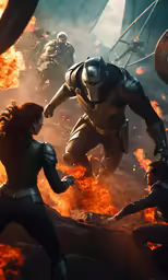 some avengers comics with fire and smoke behind them