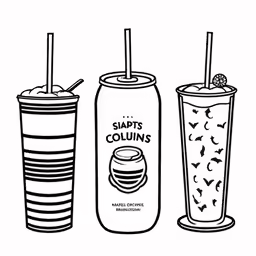 two glasses of drinks and one cup of soda