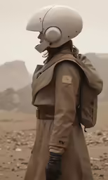 a woman wearing a motorcycle helmet, looking into the distance