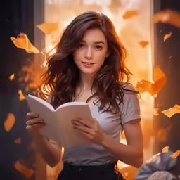girl in white shirt reading a book in bed