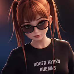 a girl with glasses is posing for a photo