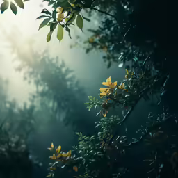 a picture of a foggy forest looking from behind