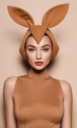 the beautiful woman is wearing a bunny ears costume