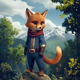 a fox standing on top of a rock in the woods