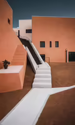a building has a cement steps leading up to it