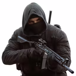 a person with a gun in his hands