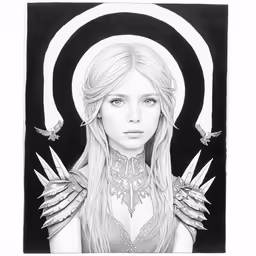 a drawing of a woman with wings