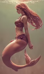 a girl with long hair in a bikini standing on a submerged object