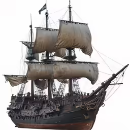 a boat with an old fashioned sail on the sails