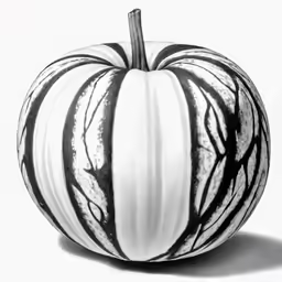 a large fruit is drawn with black lines and lines