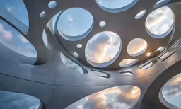 an architectural architecture with sky as background