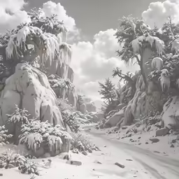 a photo with the sky, rocks and trees