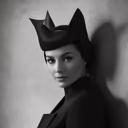 a woman in a cat costume leaning against a wall