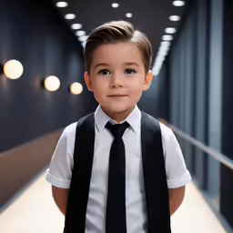 a young boy wearing a tie and a white shirt