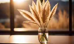 some tall white flowers and water in a clear vase