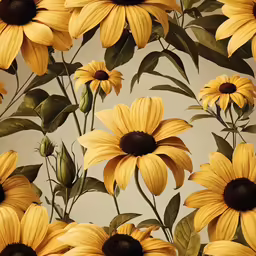 a wall with lots of sunflowers on it