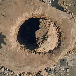 an interesting hole inside the dirt on a barren land