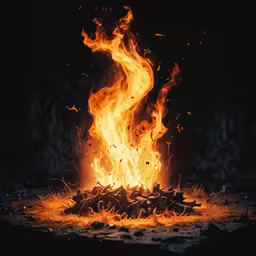 a fire is burning brightly inside of the dark