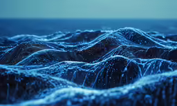 water waves and bubbles make an impression on this blue landscape