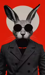 a cat with sunglasses on, a suit jacket and a hat